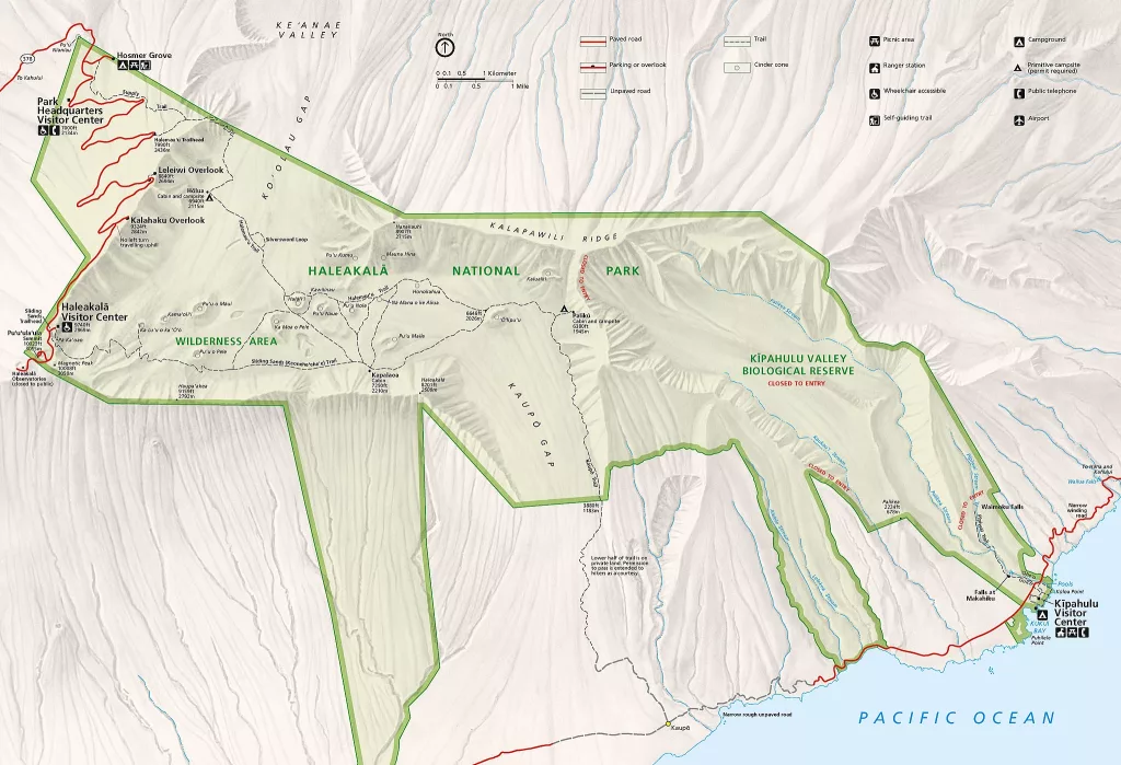 Map of the Haleakala National Park