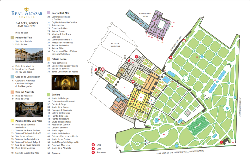 Map of the Real Alcazar of Seville