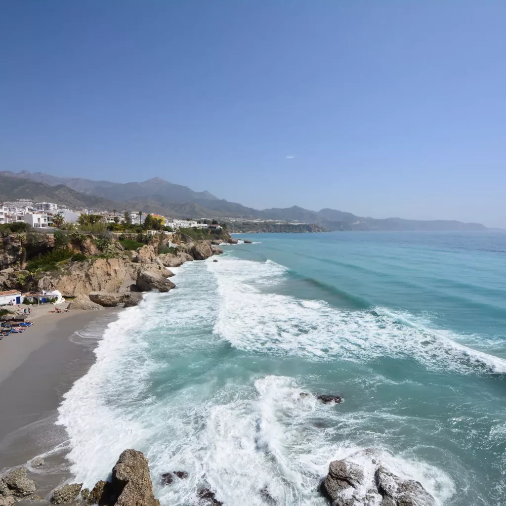 Playa Burriana in Nerja, the place where to start to see a waterfall in Nerja